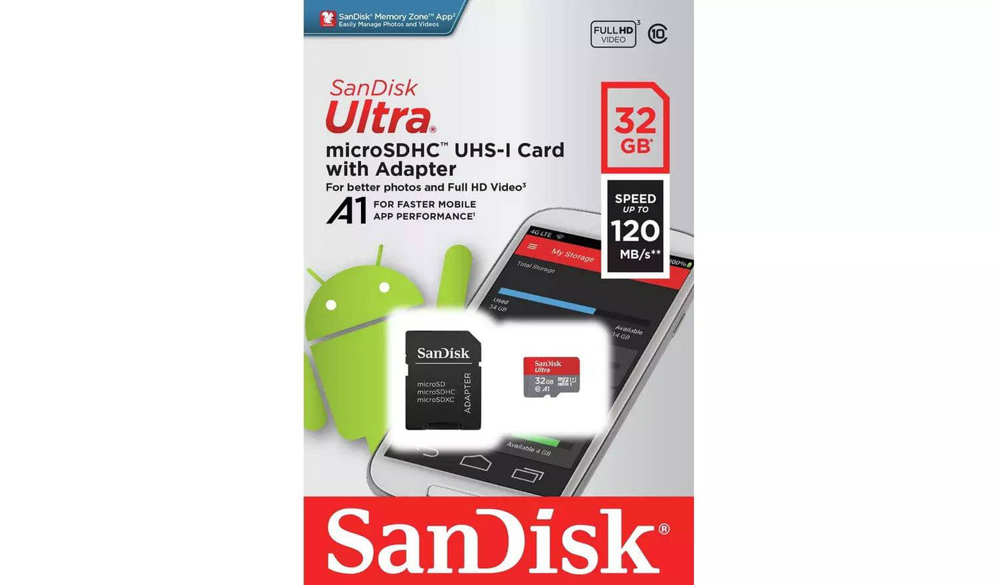 SanDisk Ultra 32GB SD Memory Card & Adapter - 32GB - Tech Trove Essentials 