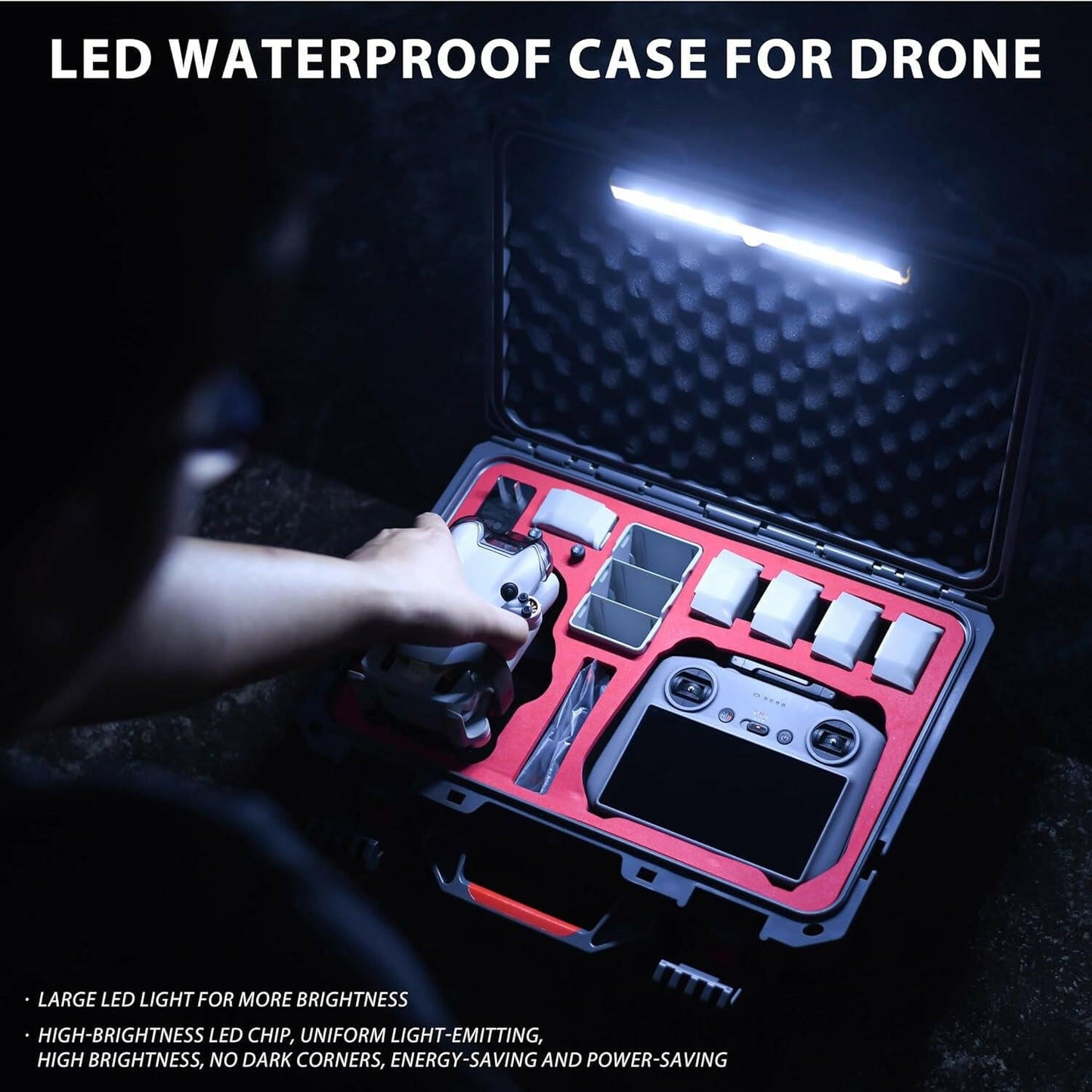 STARTRC Hard case with led light compatible with DJI Mini 4 Pro/Mini 3 pro/Mini 3 - Tech Trove Essentials 