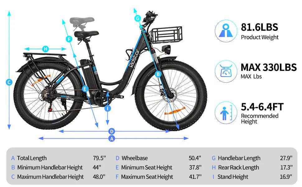 RIDSTAR MN26 26" Fat Tires Electric City Bike 1500W Motor - Tech Trove Essentials 