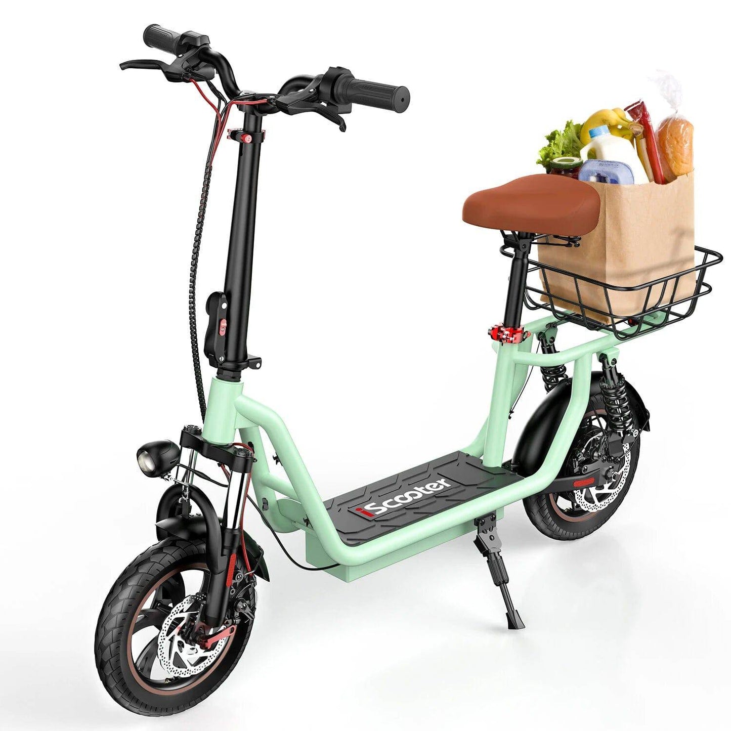 iScooter i12 Electric Scooter with Seat & Rear Basket - Tech Trove Essentials 