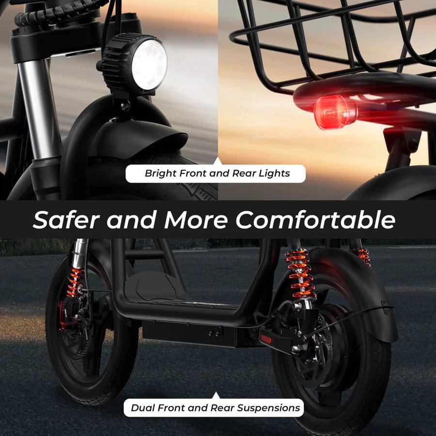 iScooter i12 Electric Scooter with Seat & Rear Basket - Tech Trove Essentials 