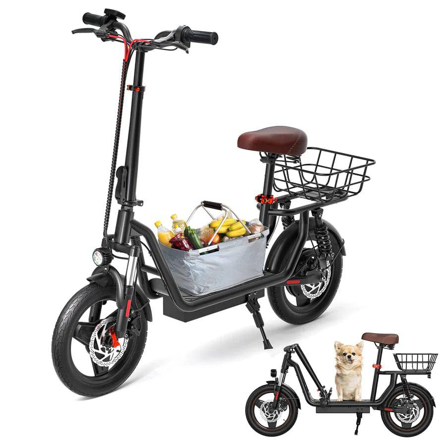 iScooter i12 Electric Scooter with Seat & Rear Basket - Tech Trove Essentials 