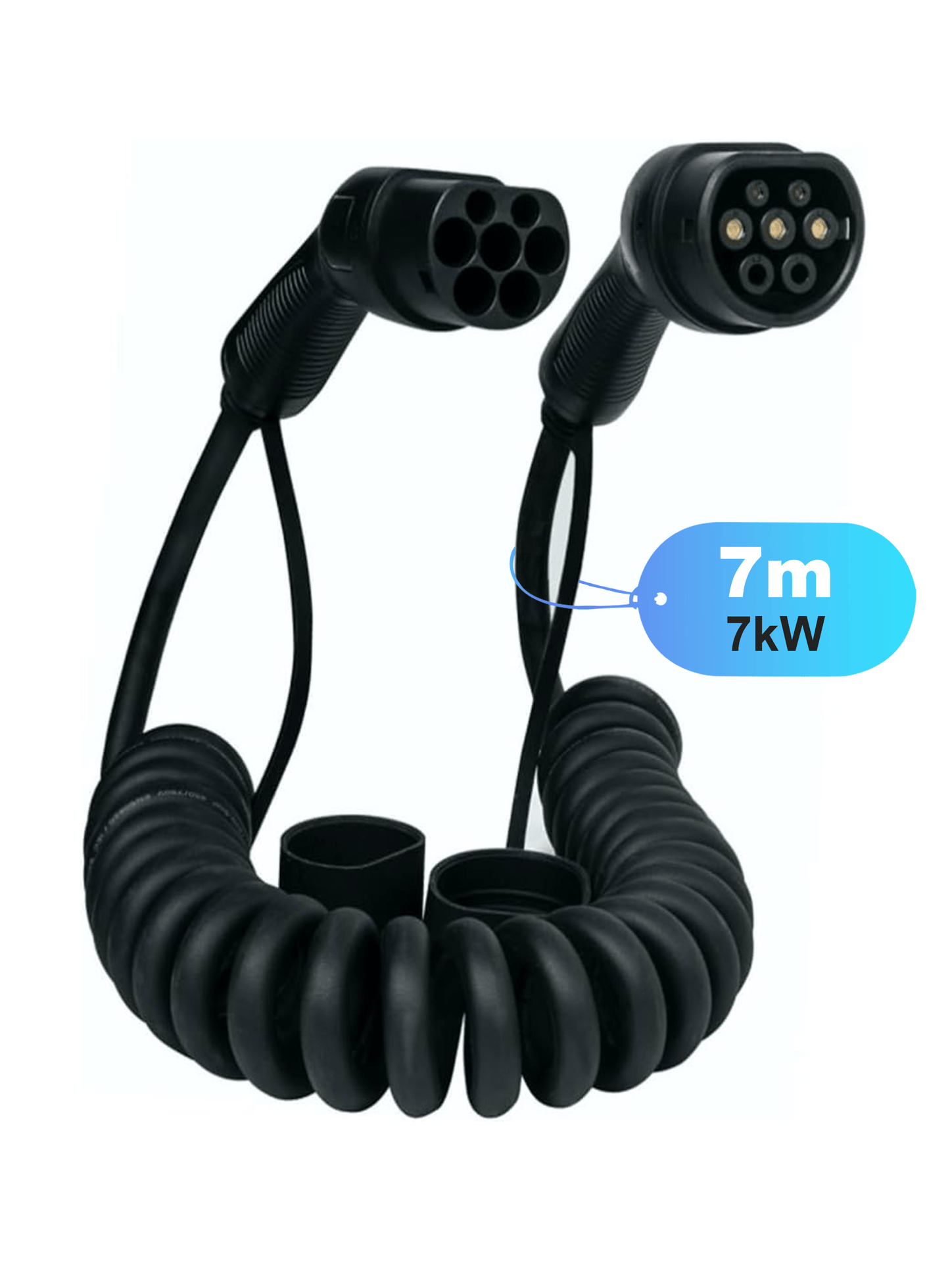 7 kw Coiled EV Charger Cable  | Type 2 to Type 2 - Tech Trove Essentials 